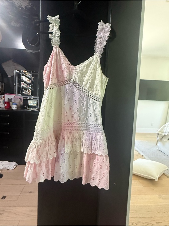 LoveShackFancy Dresses & Skirts - LoveShackFancy Pastel Eyelet Ruffle Sundress in Pink, Cream, Lavender